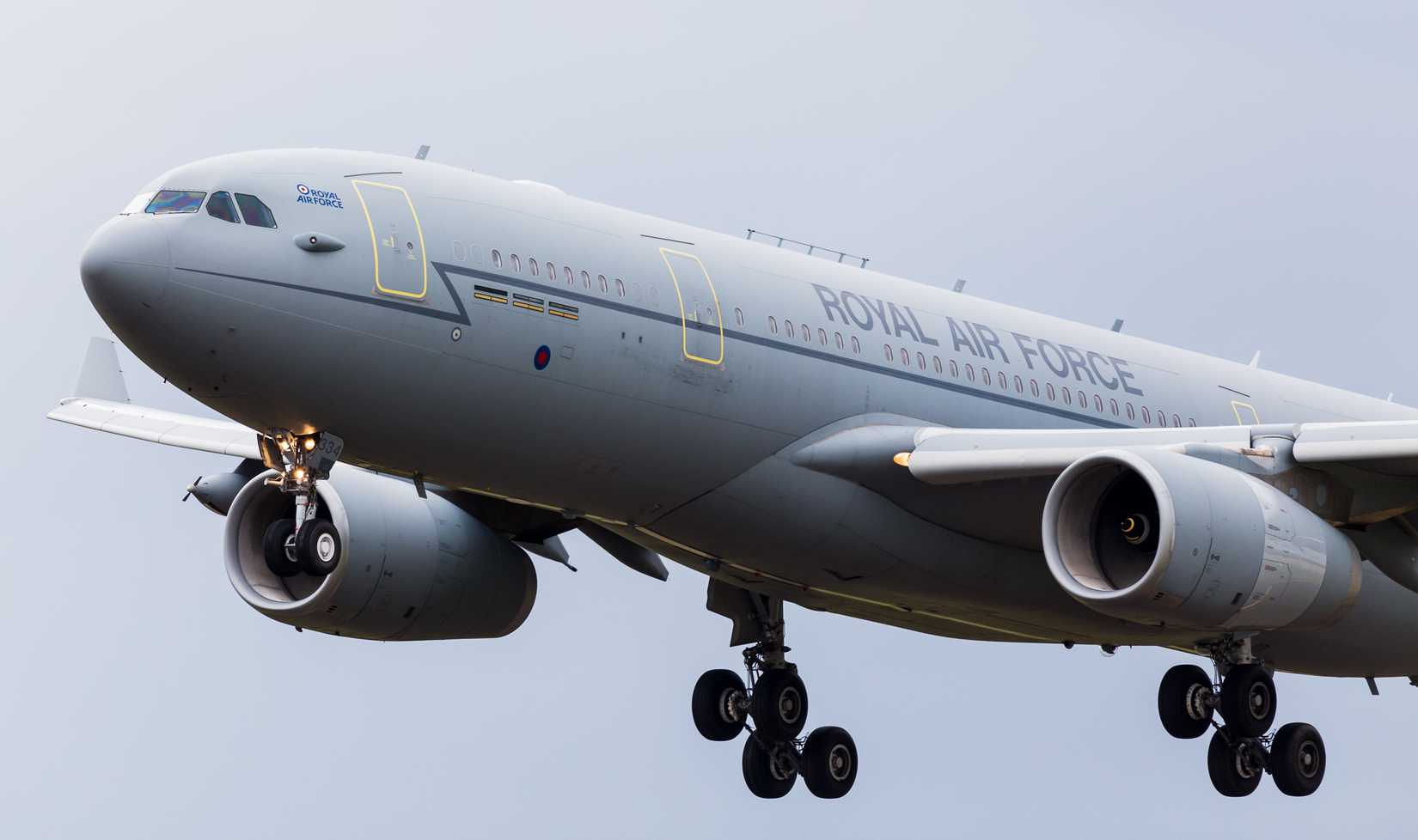 RAF Voyager coming into land at Fairford in England.