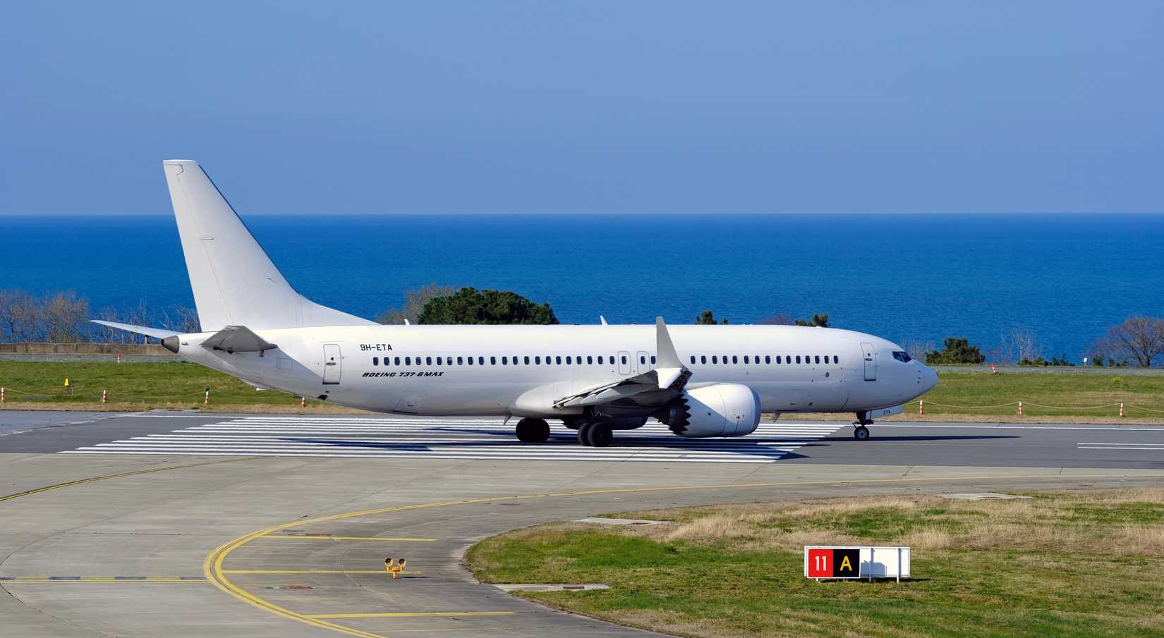 White unbranded Boeing 737 MAX