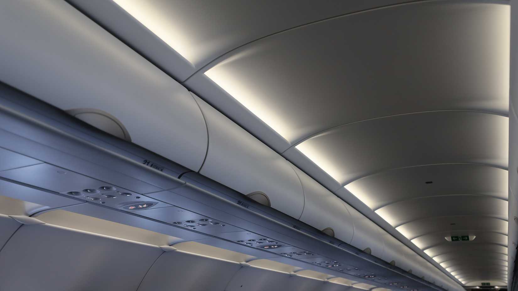 overhead bin in aircraft cabin
