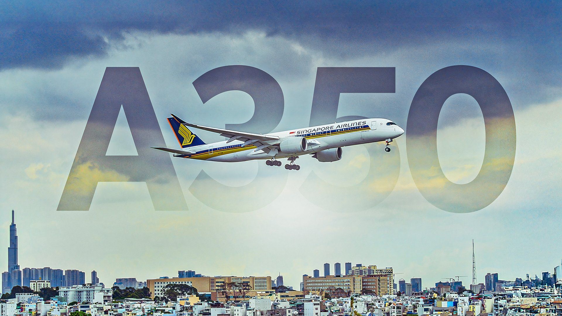 Singapore Airlines Airbus A350-900 final approach custom thumbnail