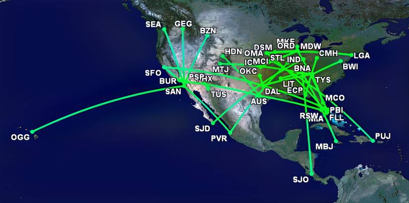 Southwest's added routes