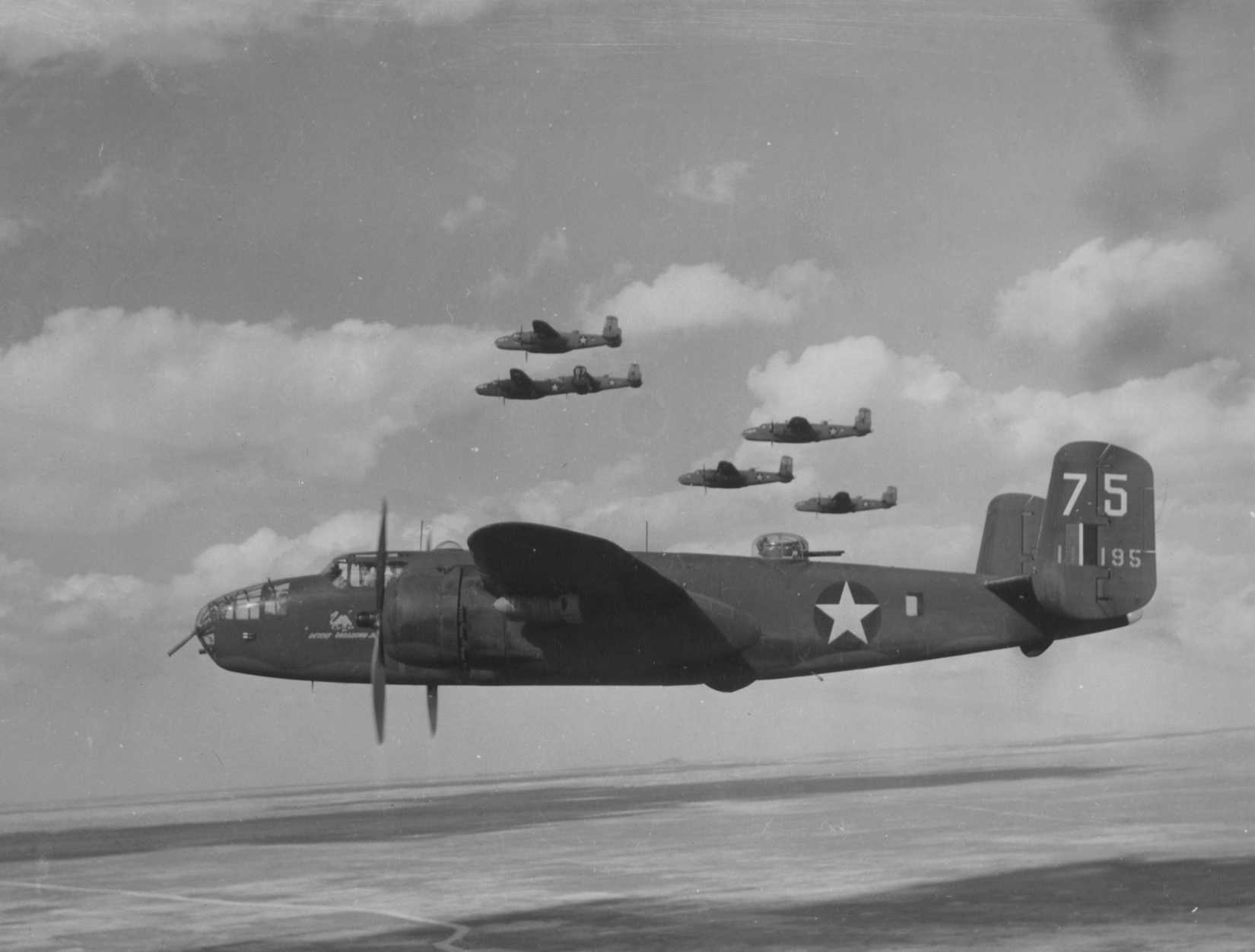 Tunisia-North American B-25's in flight.