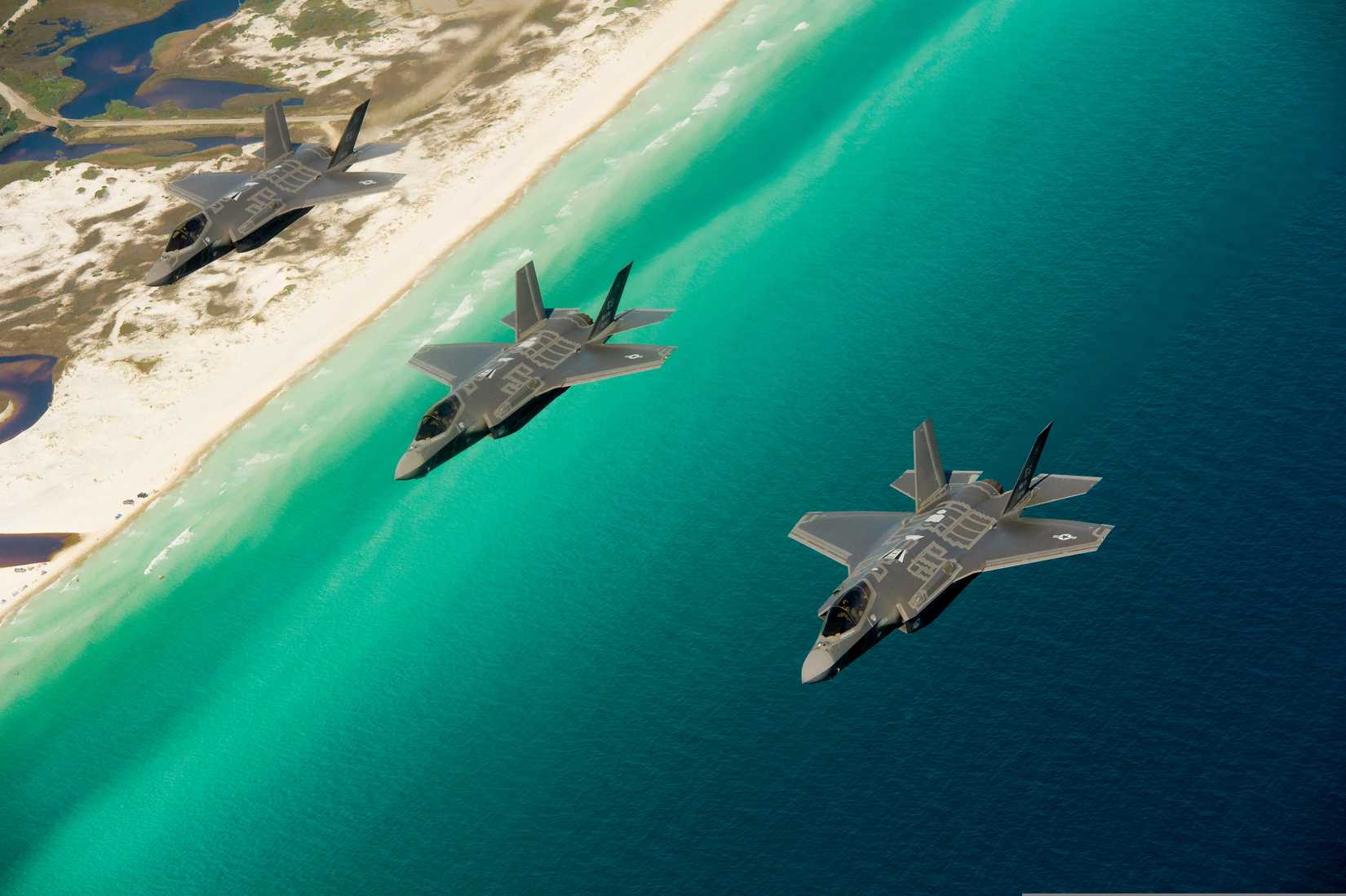 U.S. Air Force F-35A Lightning II aircraft assigned to the 58th Fighter Squadron, 33rd Fighter Wing fly in formation near Eglin Air Force Base, Fla., May 16, 2013.
