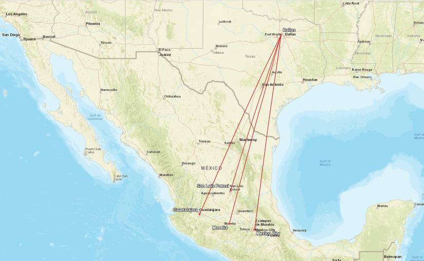 Volaris DFW Route Map