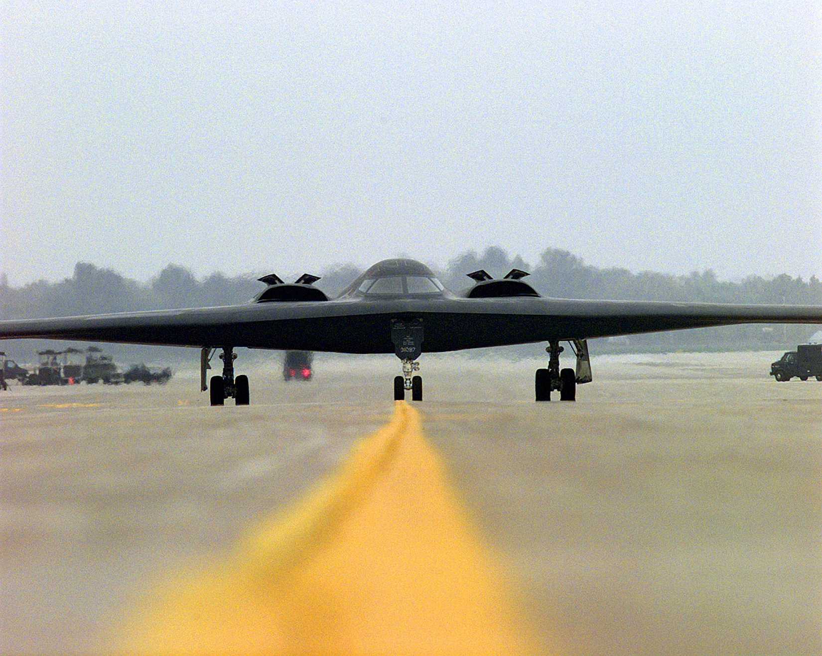 A B-2 Spirit stealth bomber prepares to take-off during the joint military exercise GLOBAL GUARDIAN '98.