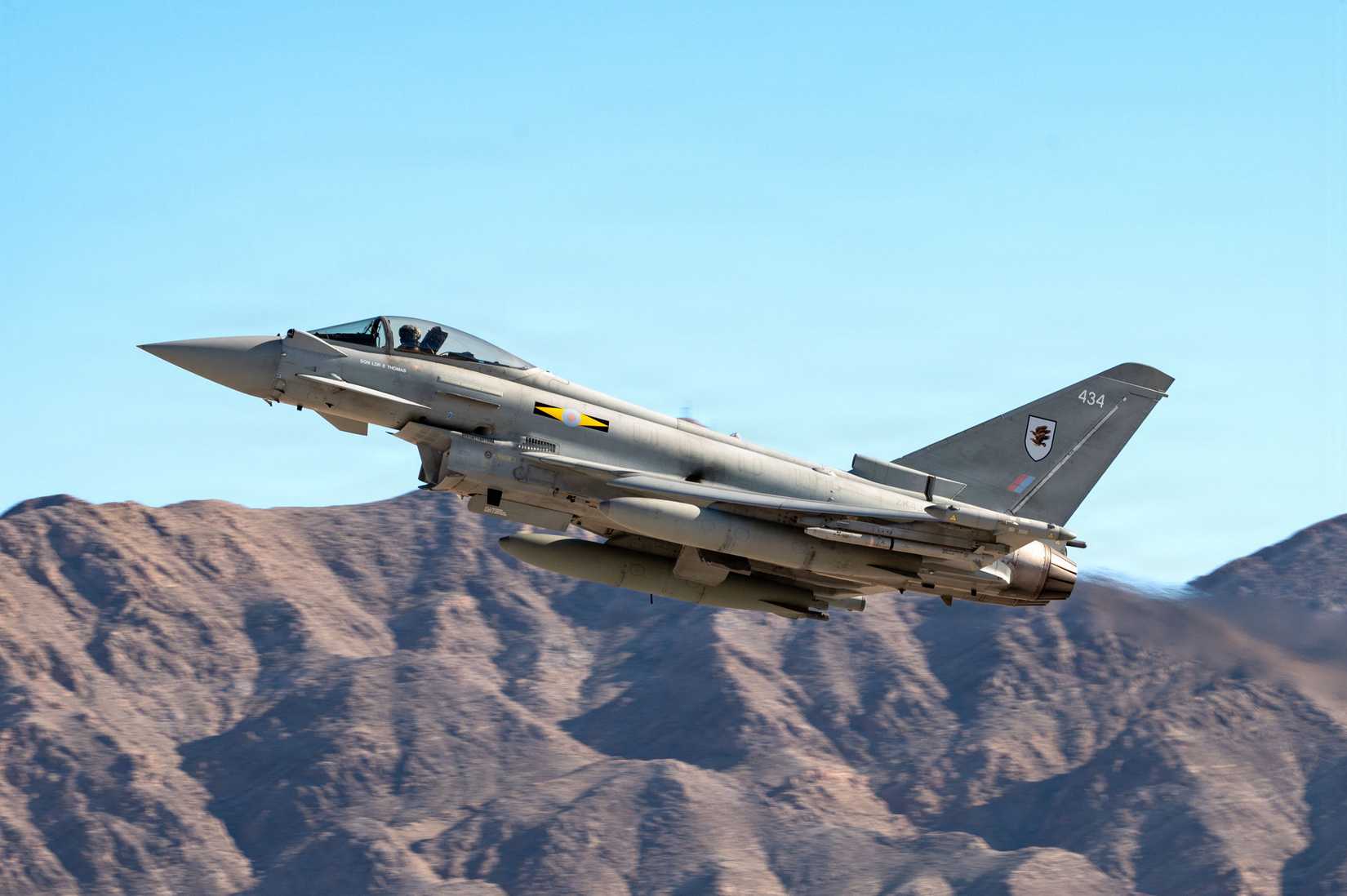 A British Royal Air Force Eurofighter Typhoon takes flight during Red Flag-Nellis 26-1