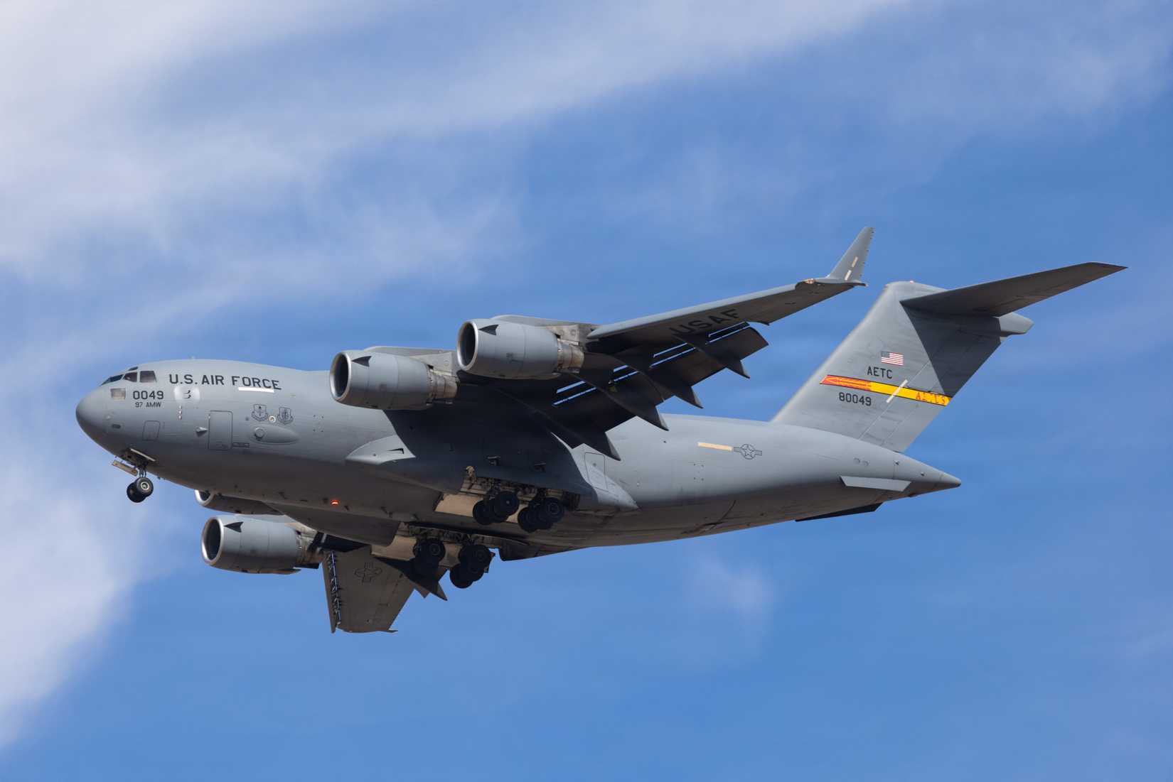 A C-17 Globemaster III assigned to the 97th Air Mobility Wing, at Altus Air Force Base.