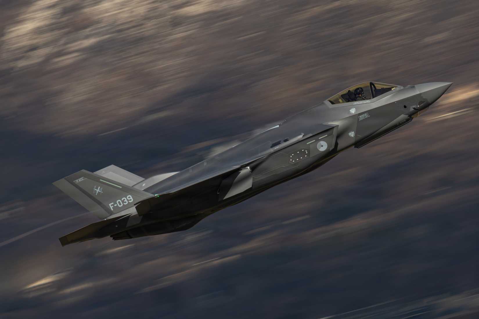 A Netherlands Air and Space Force F-35A, belonging to 312th Fighter Squadron based at Volkel Air Base.