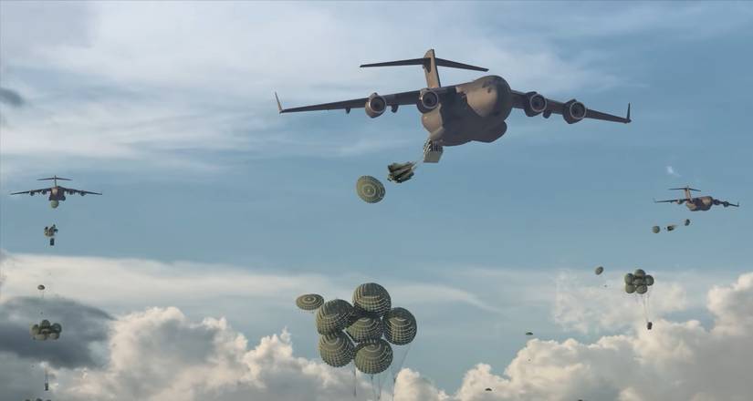 AF Research Lab render of Rapid Dragon deployment from C-17.
