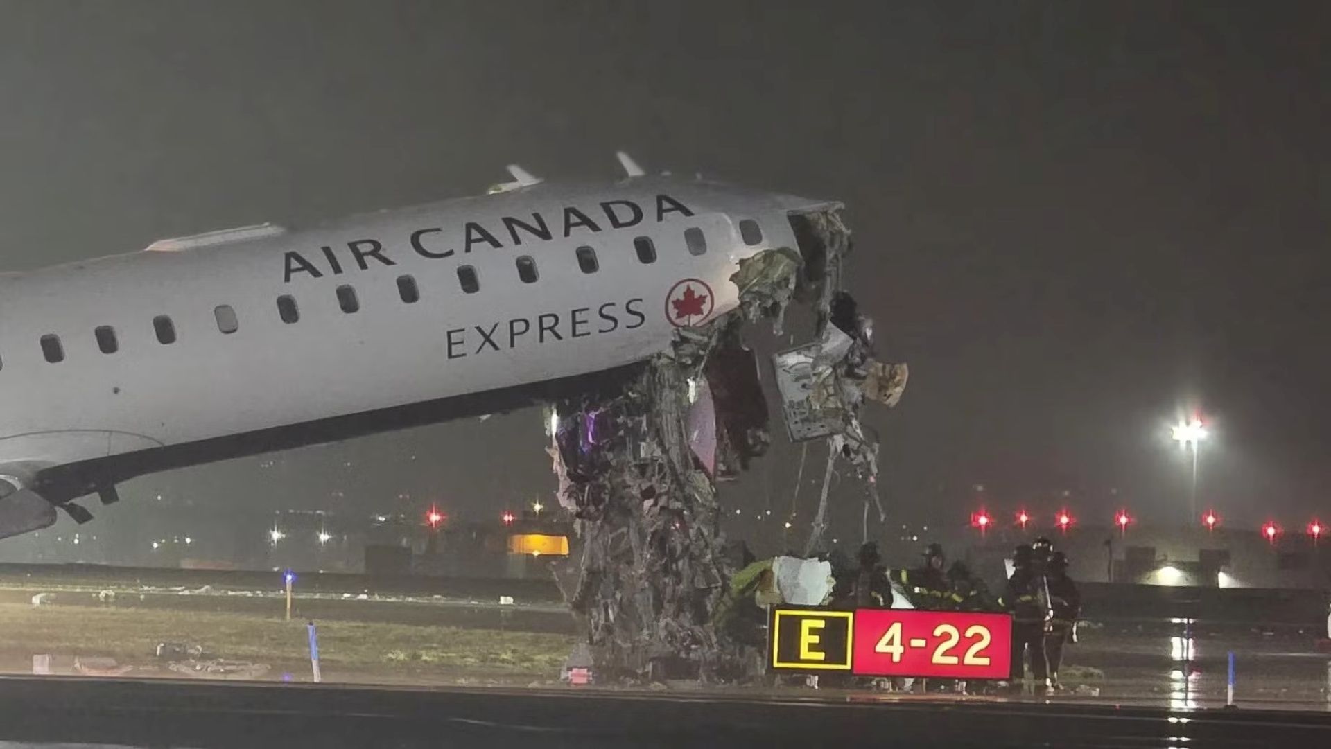 Air Canada Express Flight AC8646 wreckage at LaGaurdia