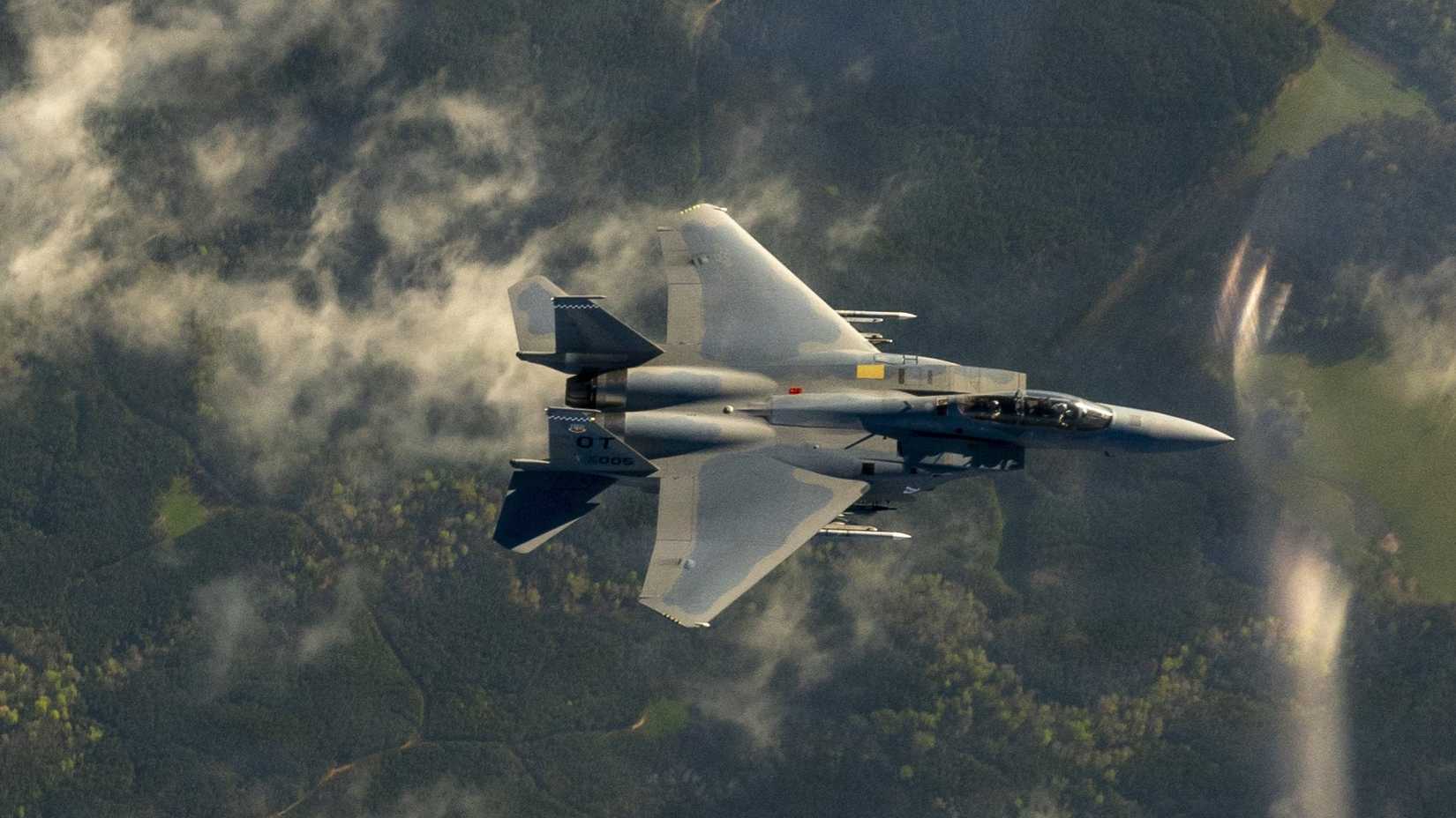 Air Force F-15EX Eagle II assigned to Eglin Air Force Base, Florida, flies a training mission.