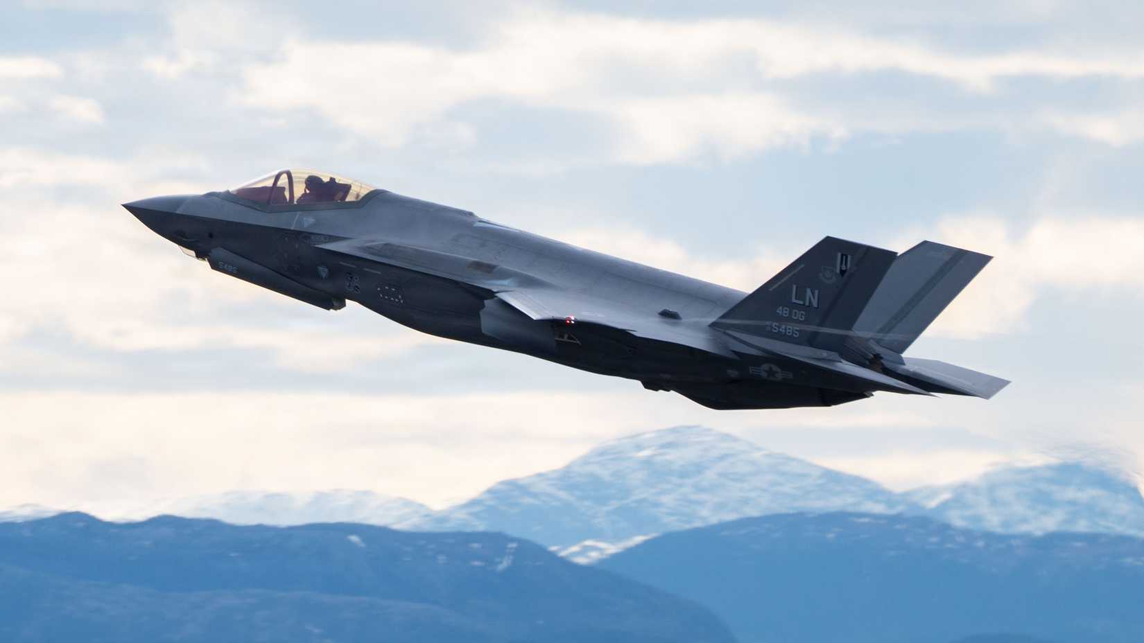 Air Force F-35A Lightning II aircraft assigned to the 48th Fighter Wing takes off during Exercise Cold Response 26.