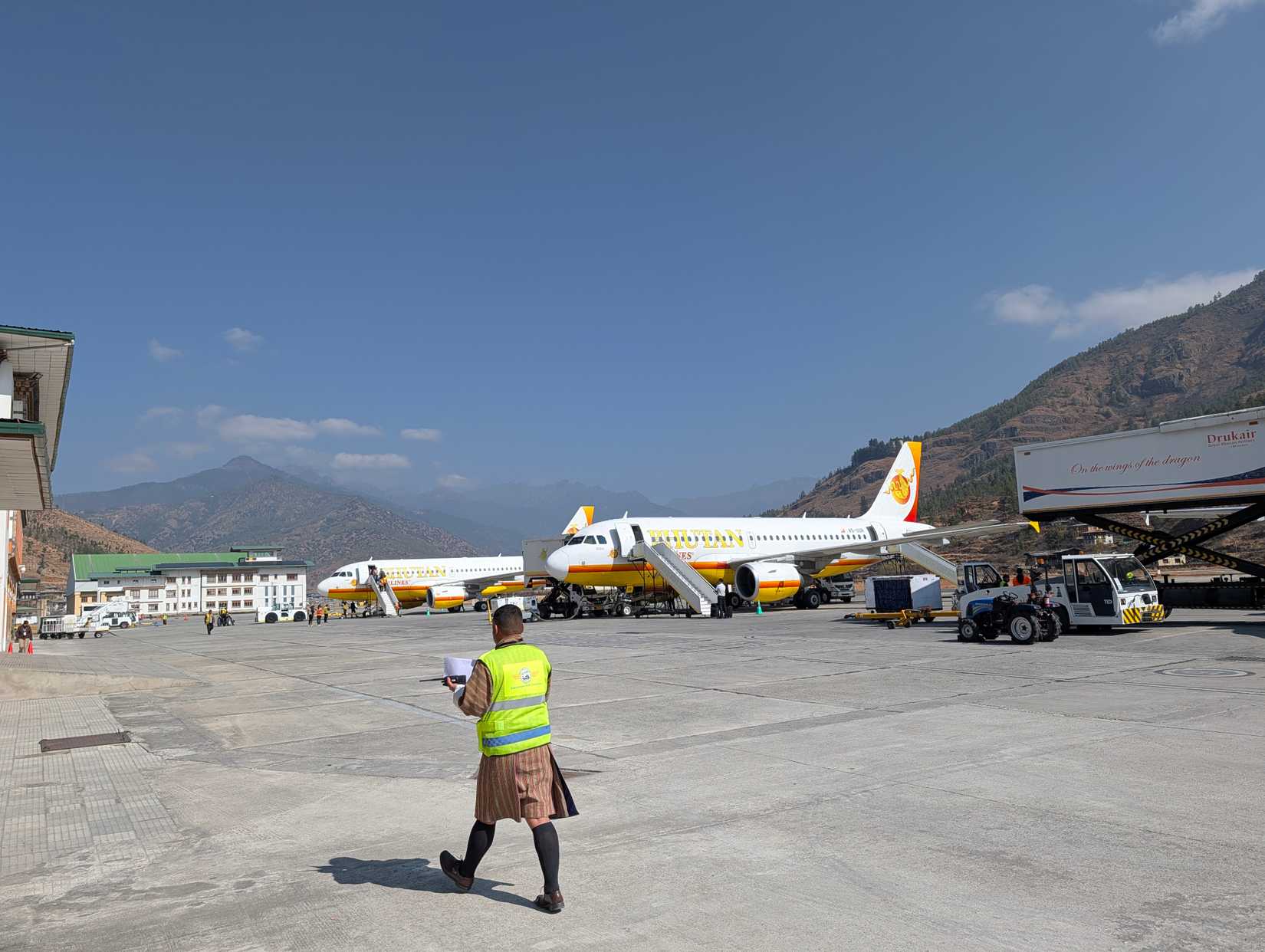 Aircraft on the ground at Paro Airport