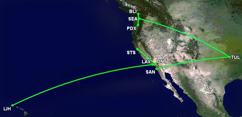 Alaska Airlines route additions March 17-21