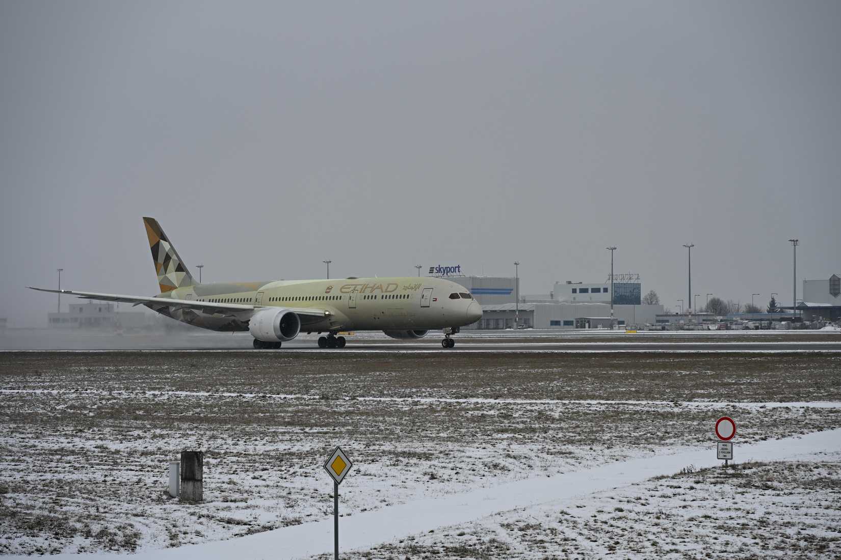 An Etihad Airways Boeing 787-9 Dreamliner taxis.