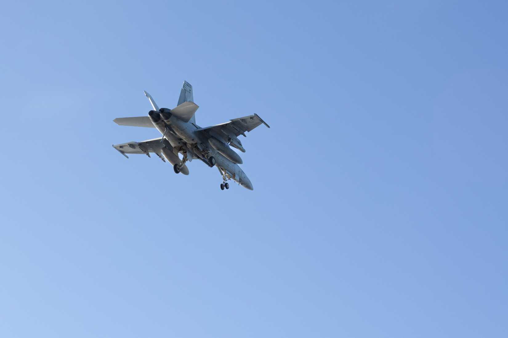 An FA-18E Super Hornet attached to the Wildcats of Strike Fighter Squadron (VFA) 131.