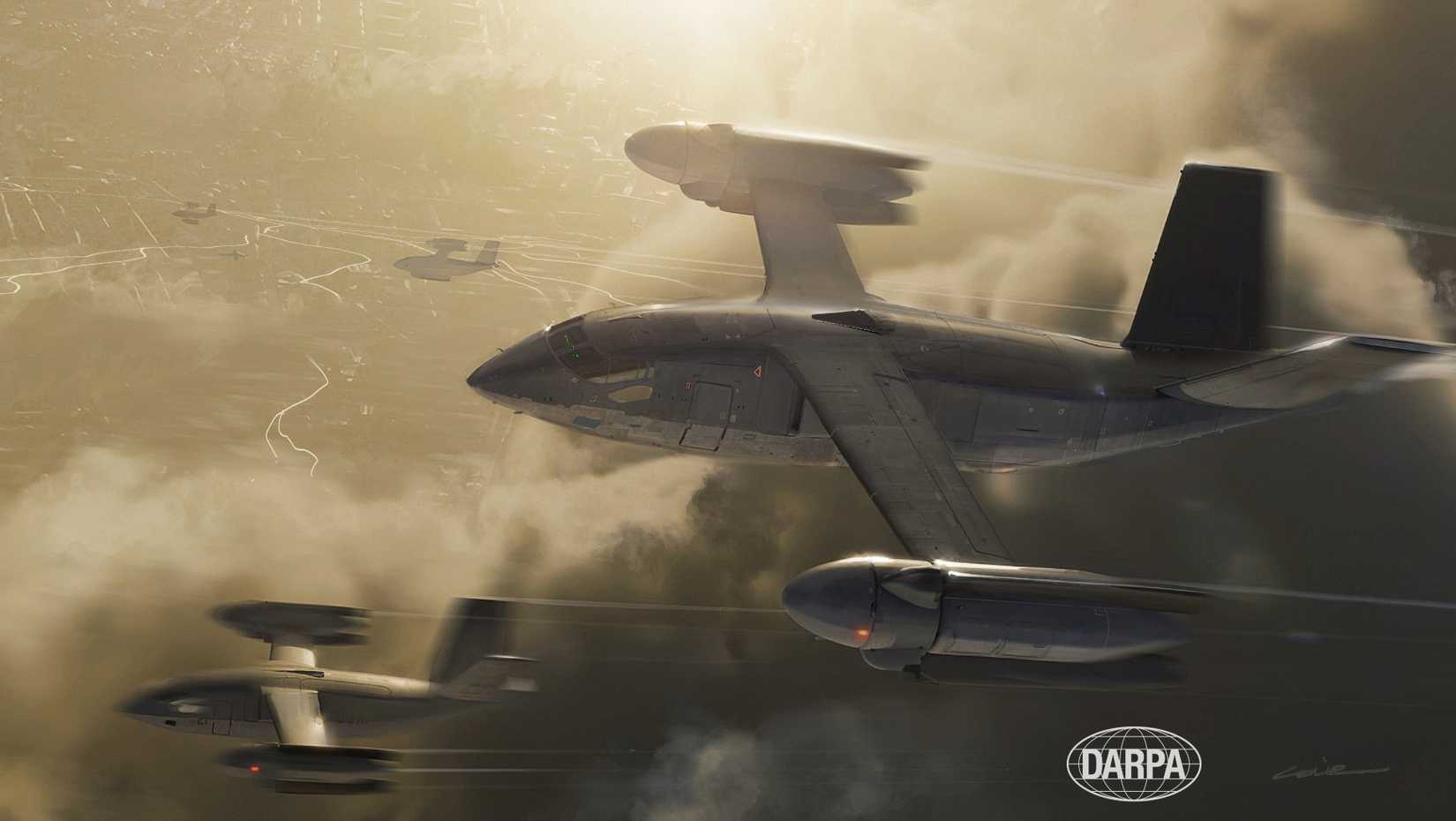 Artist’s concept for a future operational aircraft based on SPRINT X-76 technology. In this rendering, an optionally piloted aircraft cruising at speeds up to 450 knots.