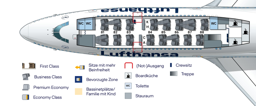 Lufthansa Boeing 747-8 upper deck layout