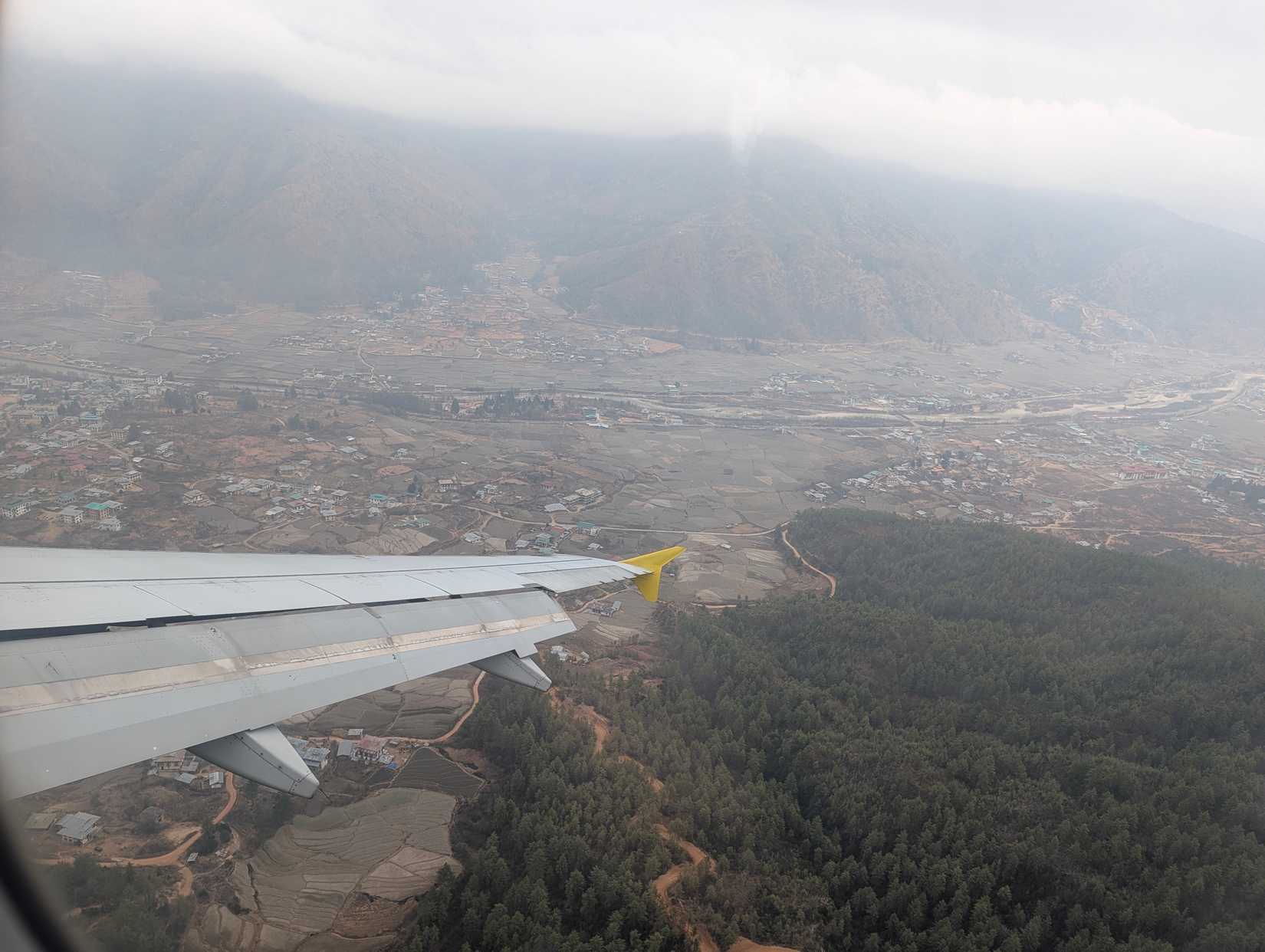 Bhutan Airlines coming into land