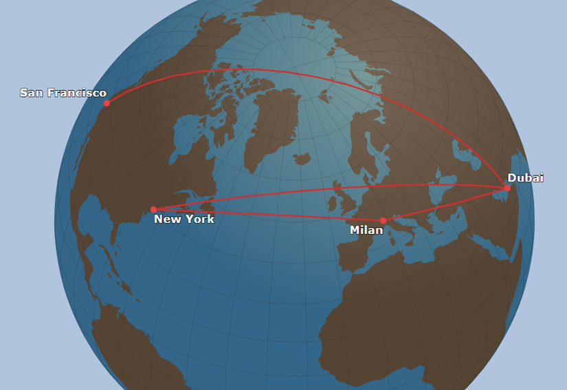 Emirates US A380 Route Map
