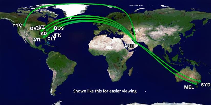 Etihad's longest routes