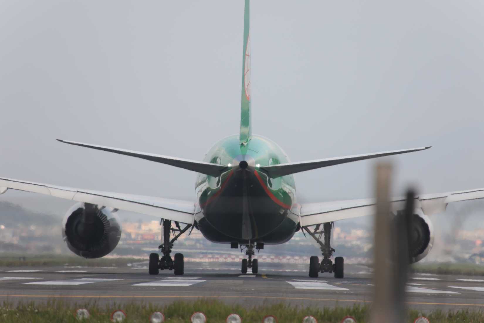 EVA Air Boeing 787 Dreamliner taxiing on runway