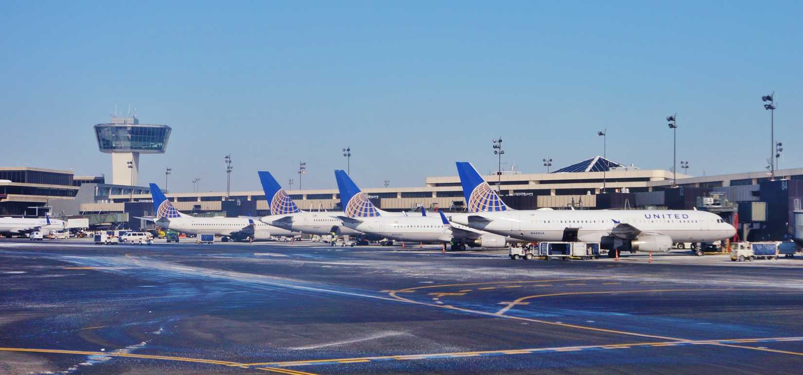 Multiple United aircraft parked at Newark Airport