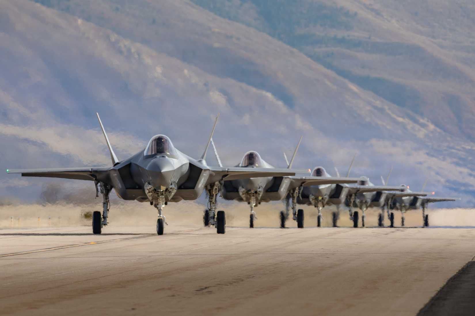 Five Royal Netherlands Air and Space Force F-35's arrive at Hill Air Force Base for Lightning Forge.