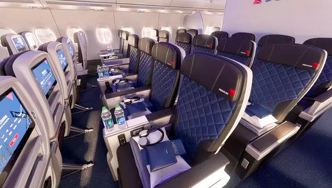 Delta Air Lines Premium Select cabin with larger premium economy seats.