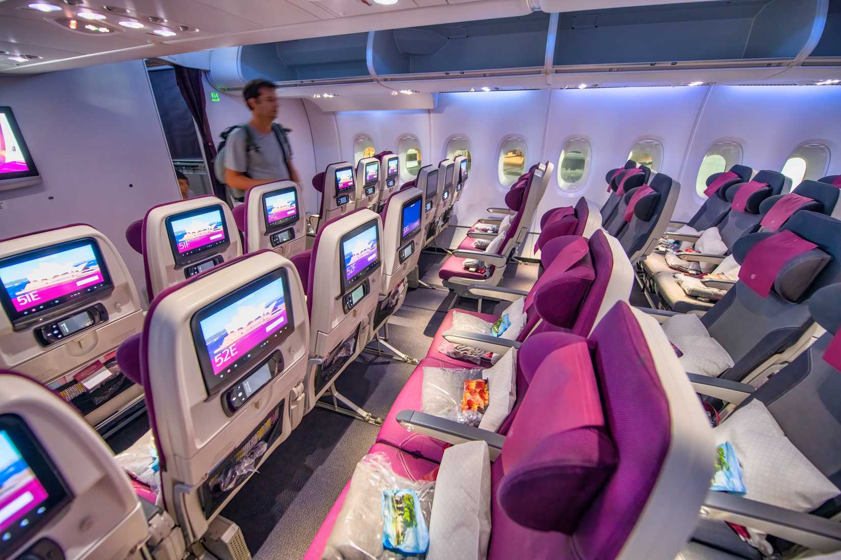 Qatar Airways A380 economy cabin