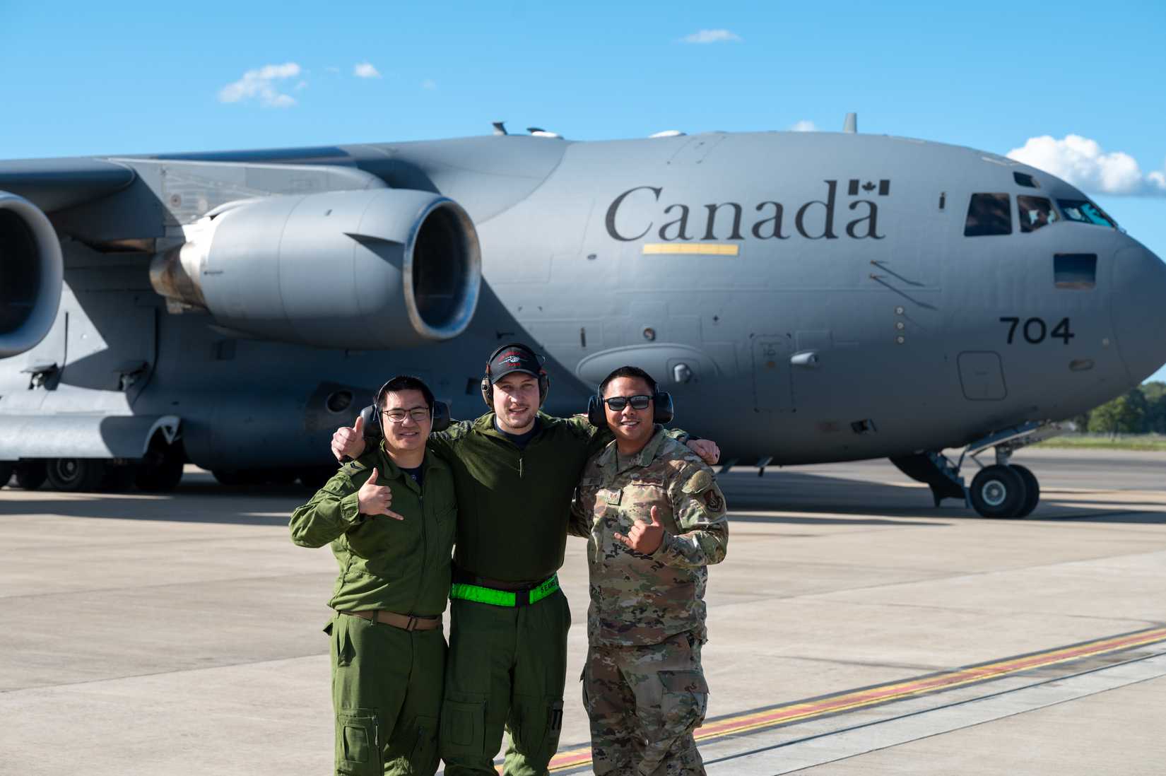 Royal Canadian Air Force members and US Air Force stand together for a group photo after Global Dexterity 25.