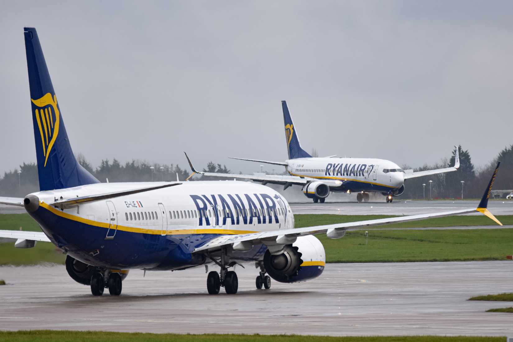 Ryanair Boeing 737s at Manchester Airport.