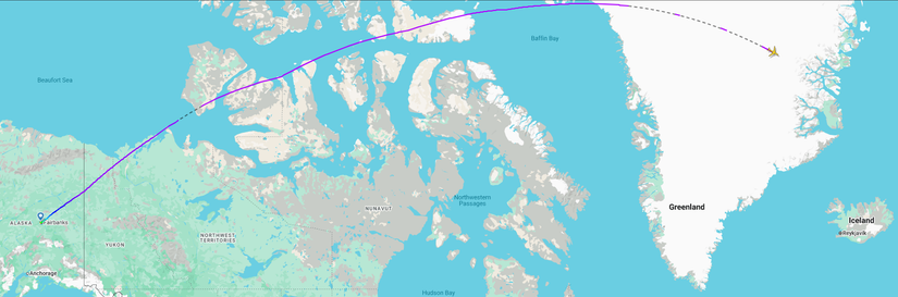 SAS Fairbanks Copenhagen Route Map