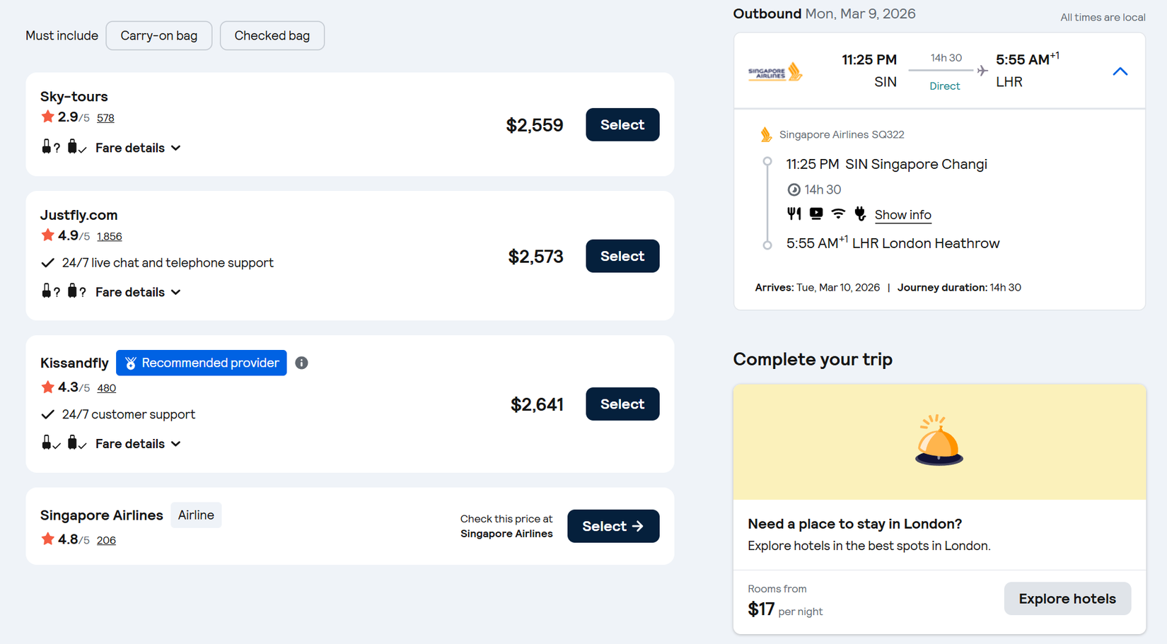 skyscanner singapore london 