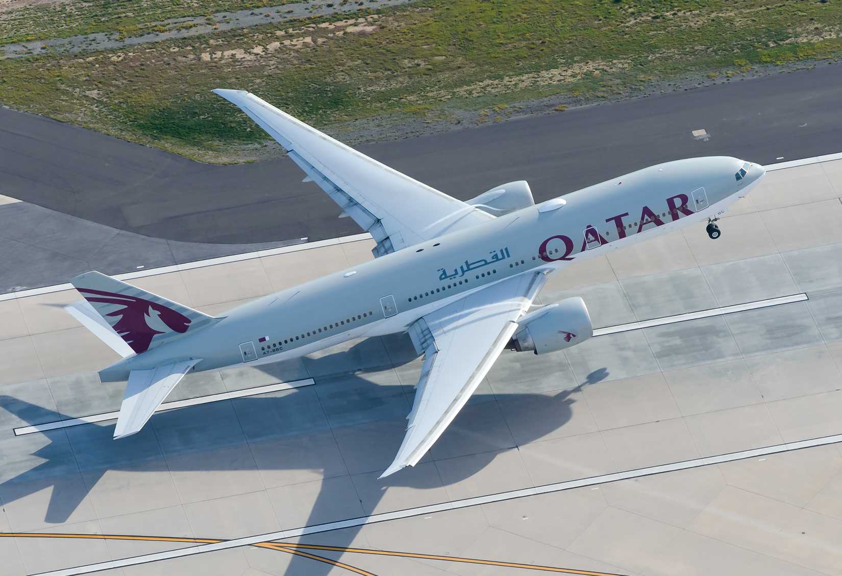 Qatar Airways Boeing 777-200LR taking off