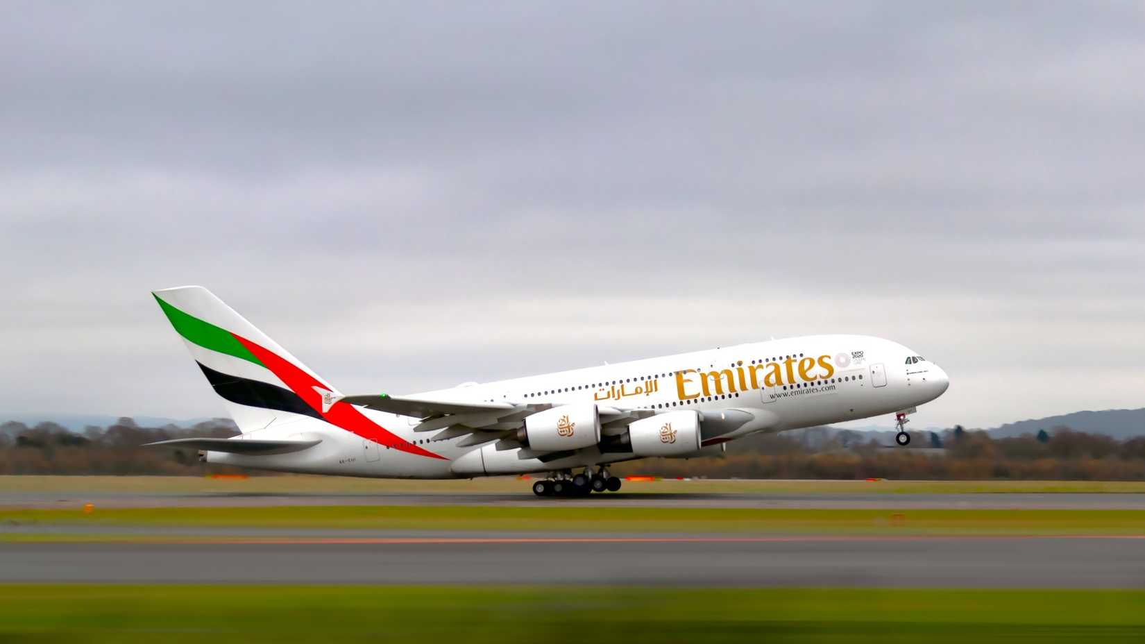 Emirates A380 Departing Manchester