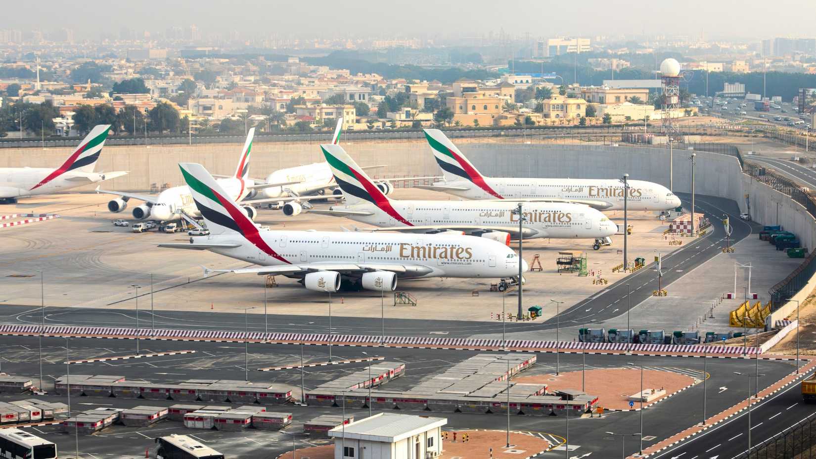 Emirates A380s Parked In Dubai