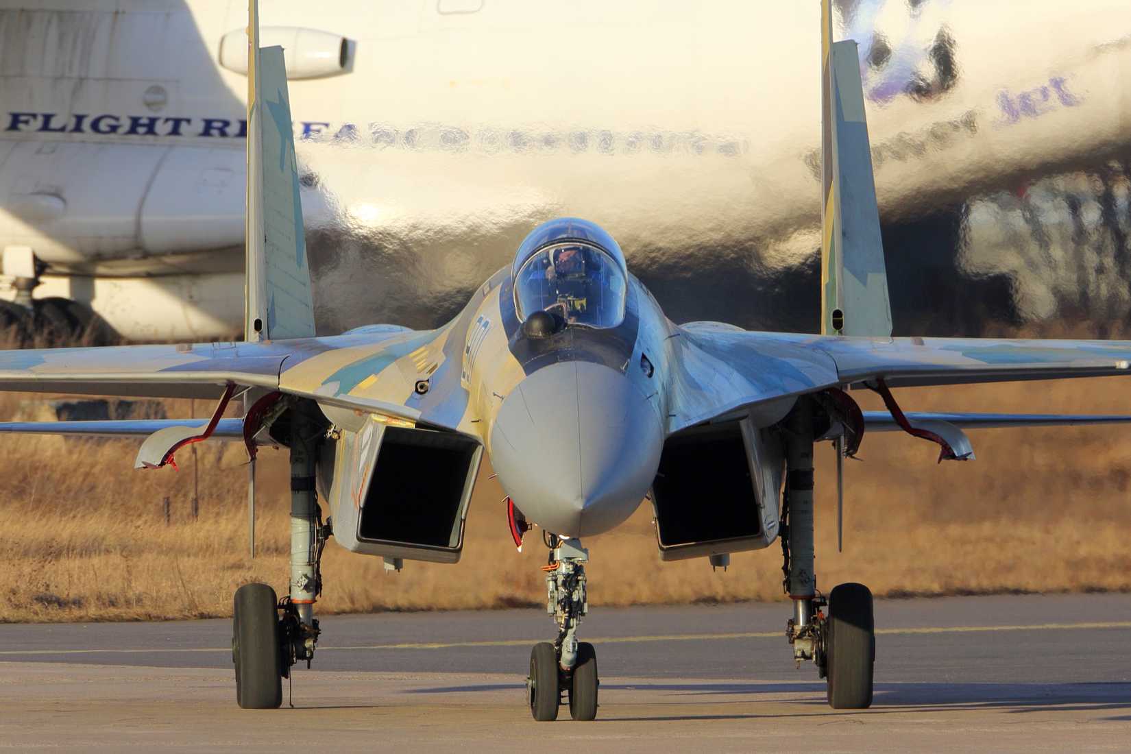 Sukhoi Su-35BM 901 BLACK the prototype of Su-35S performing a test flight at Zhukovsky - Ramenskoe airport.
