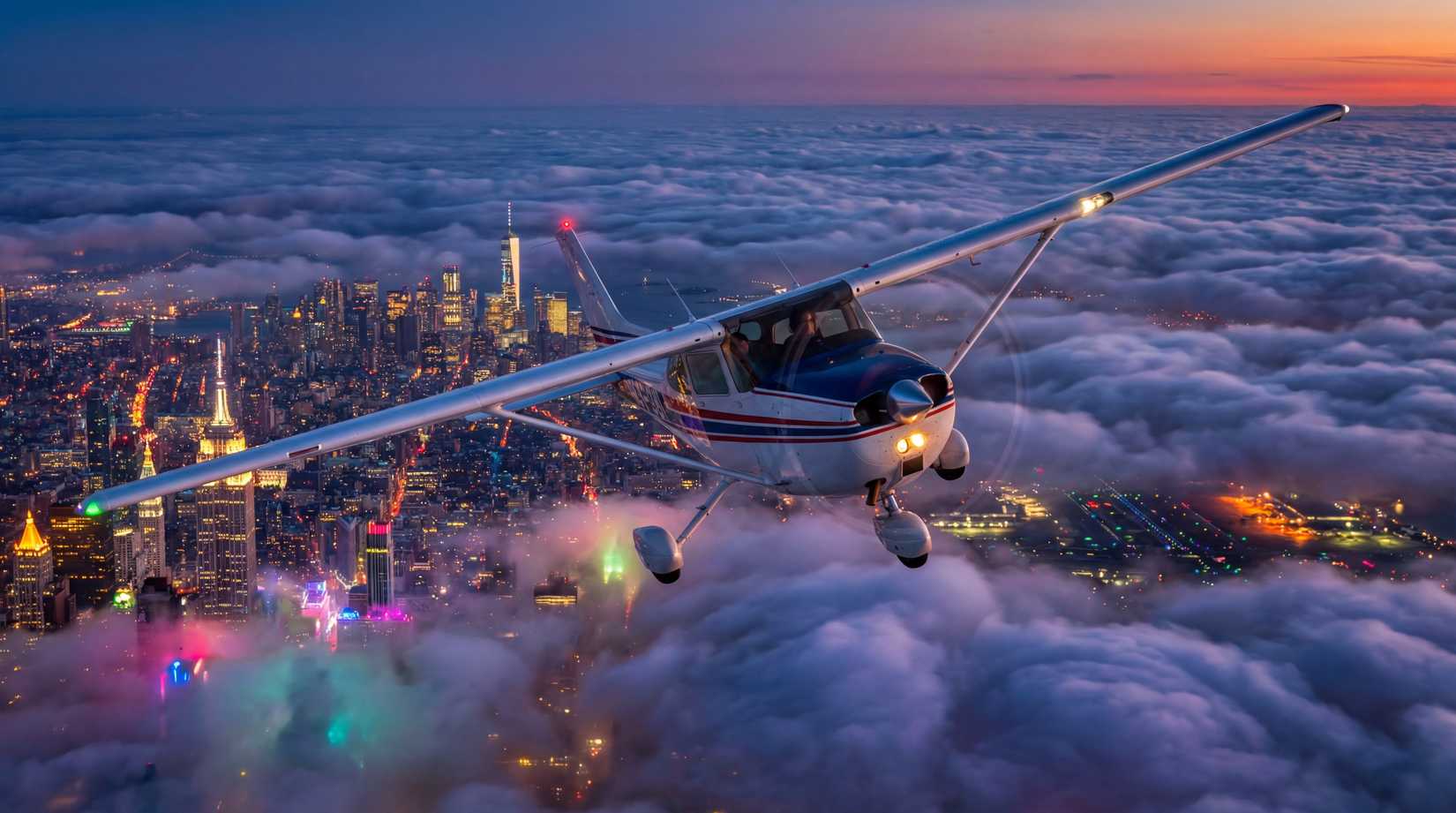 Cessna 172 Over New York Inflight Rendering