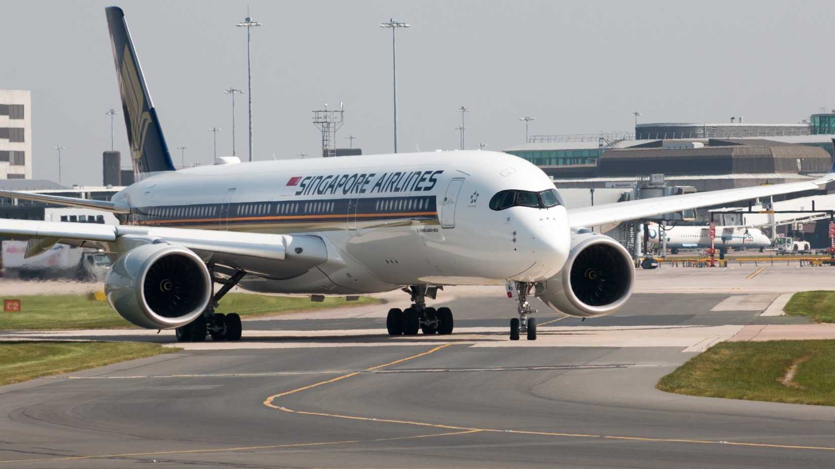 Singapore Airlines A350 taxiing on the ground