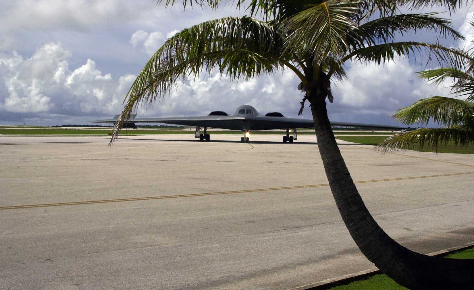 The US Air Force (USAF) B-2 Spirit, Spirit of Kitty Hawk, Whiteman Air Force Base (AFB), Missouri (MO), arrives at Andersen AFB, Guam.