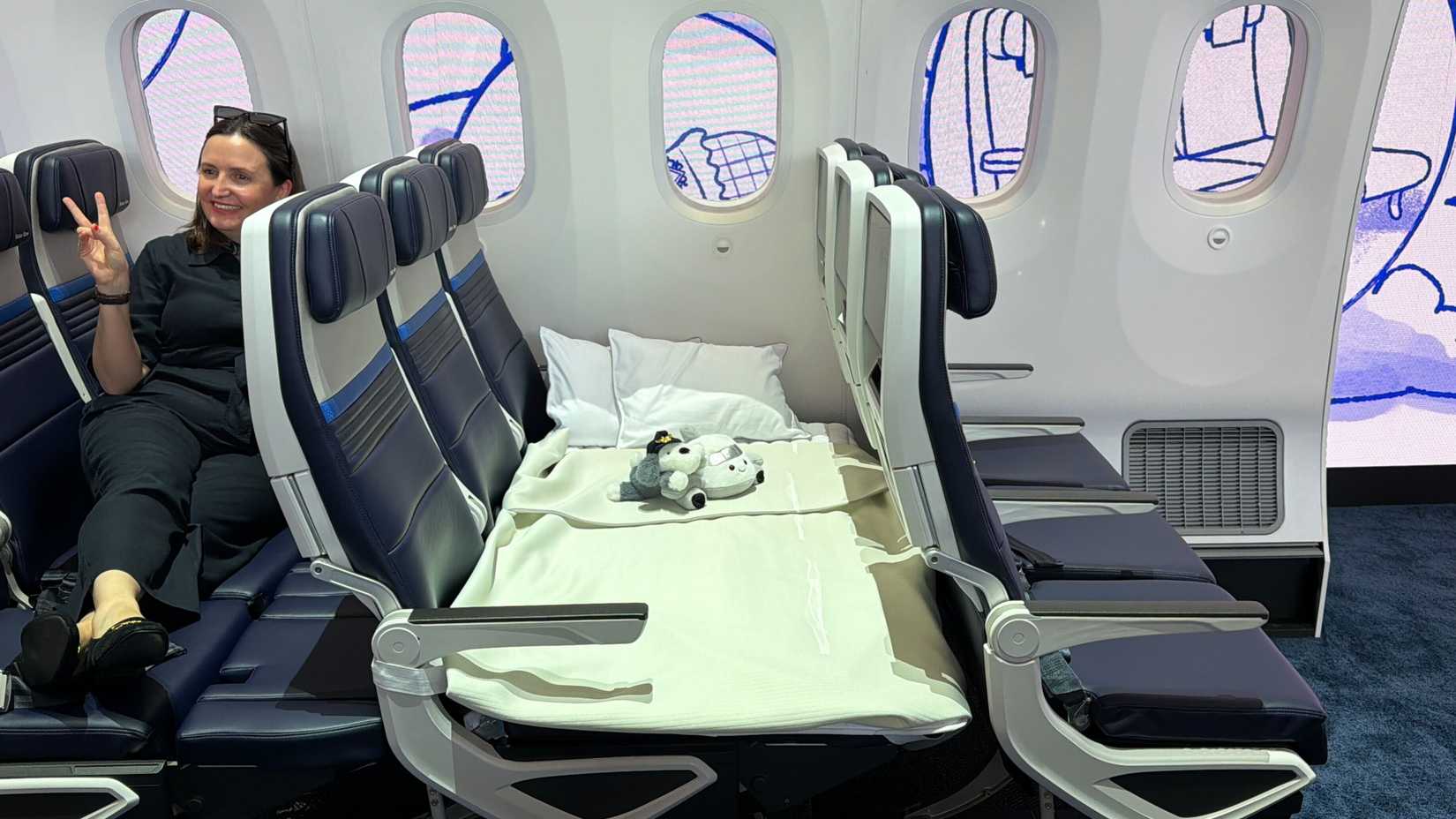 United Airlines Relax Row demo at LAX on March 24, 2026.