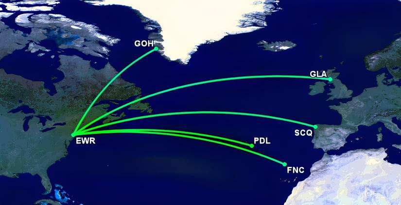 United's transatlantic 737 MAX route network in Q3 2026