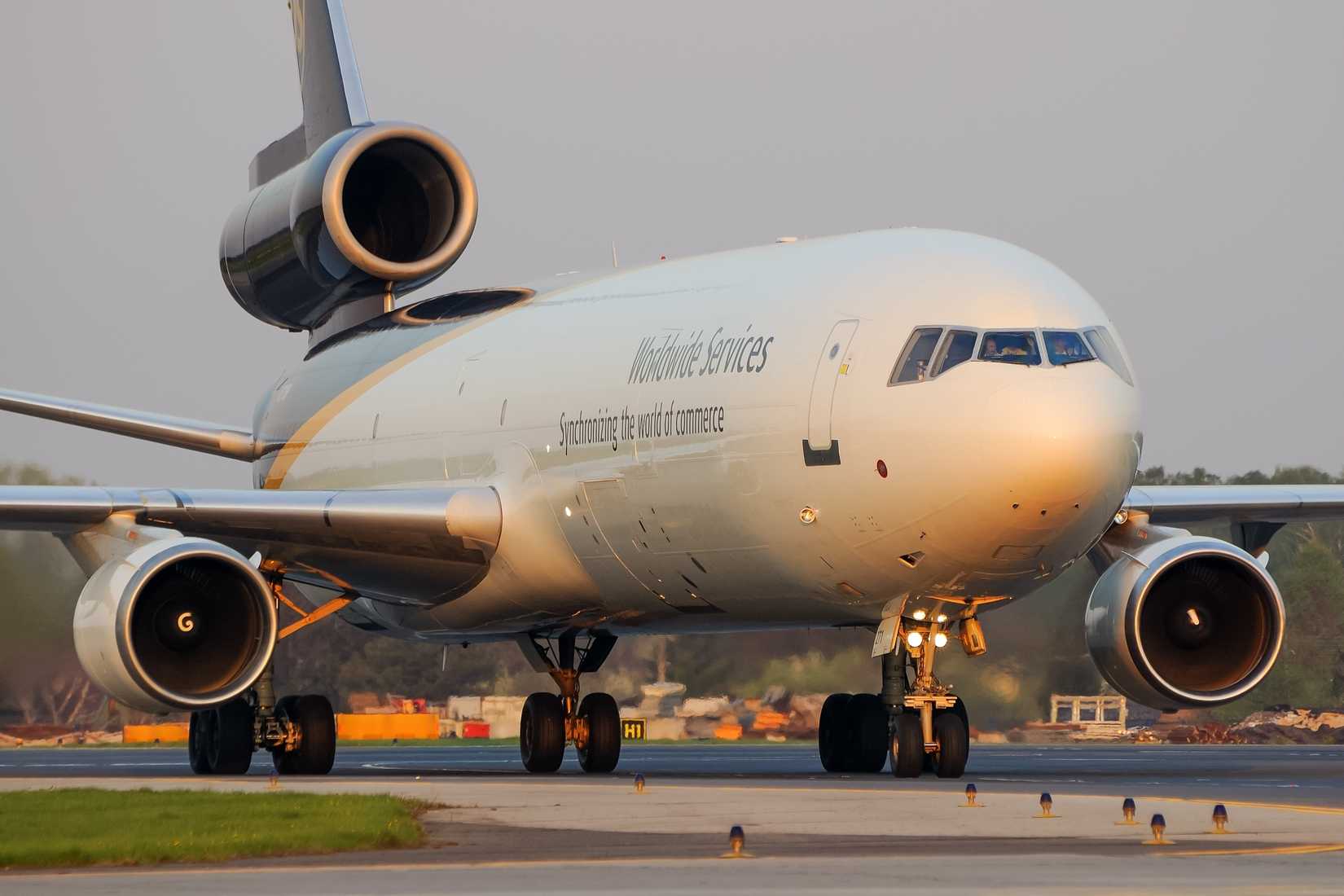 UPS MD-11F close up taxiing