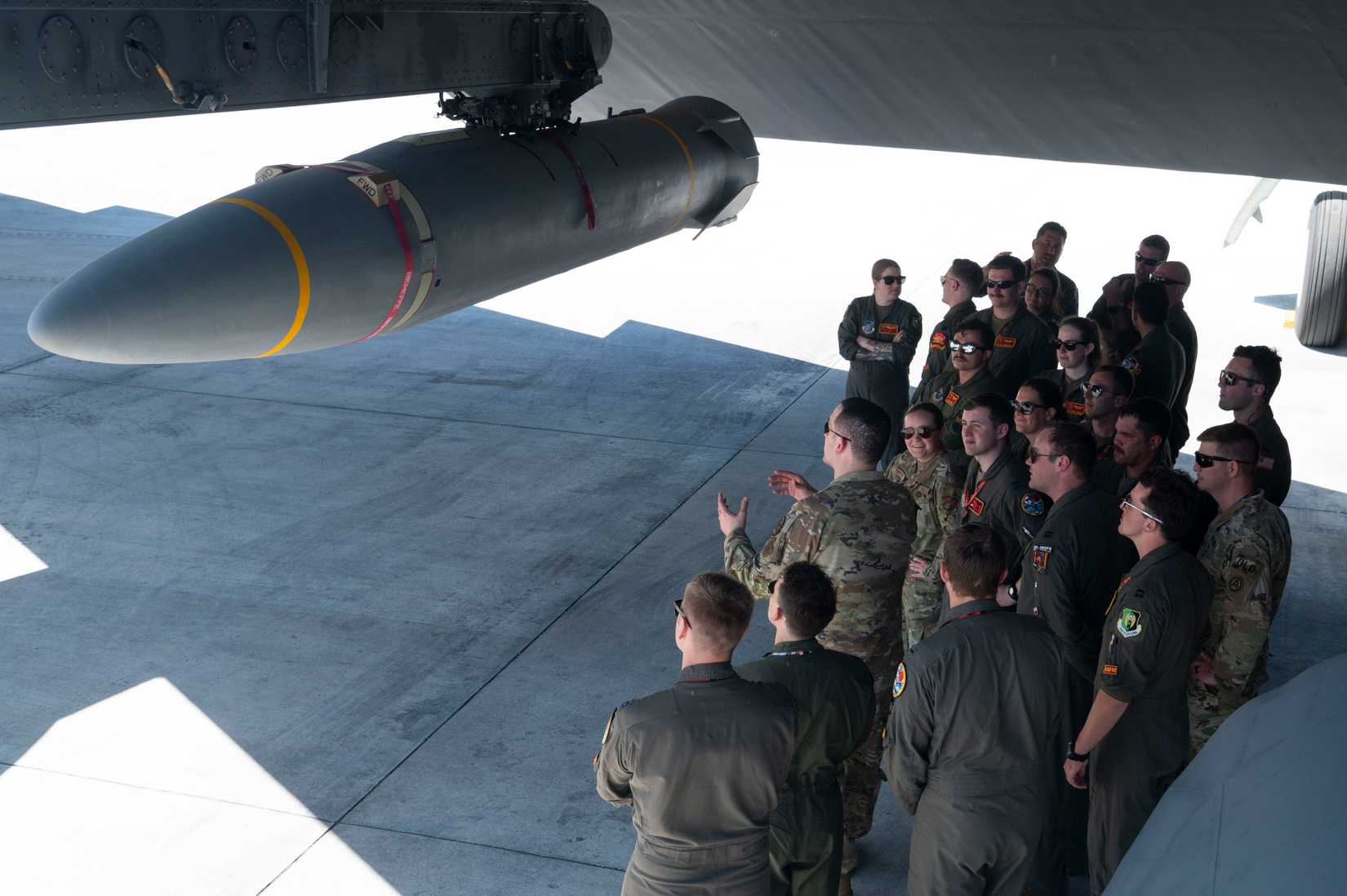 USAF B-52 crews in hypersonic weapon familiarization training at Andersen Air Force Base, Guam, Feb. 27, 2024.
