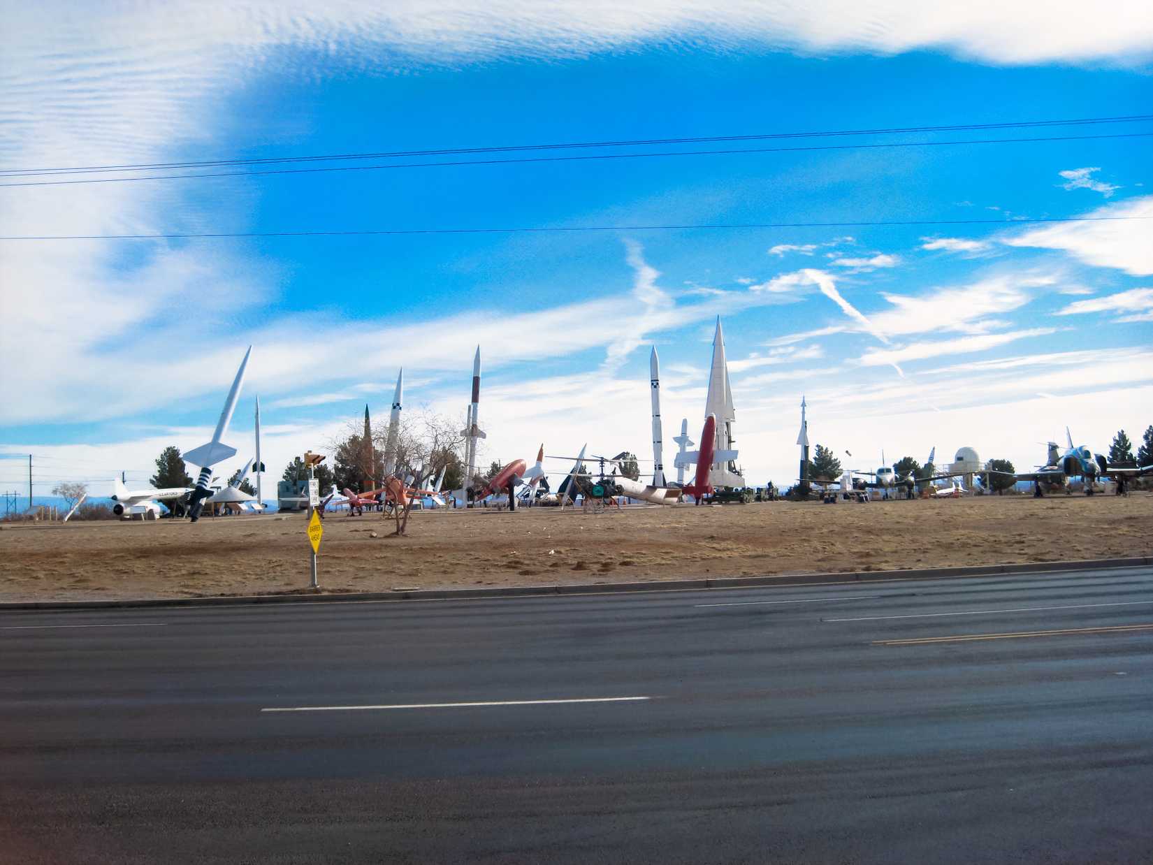 White Sands Missile Range Museum with various missiles, New Mexico 