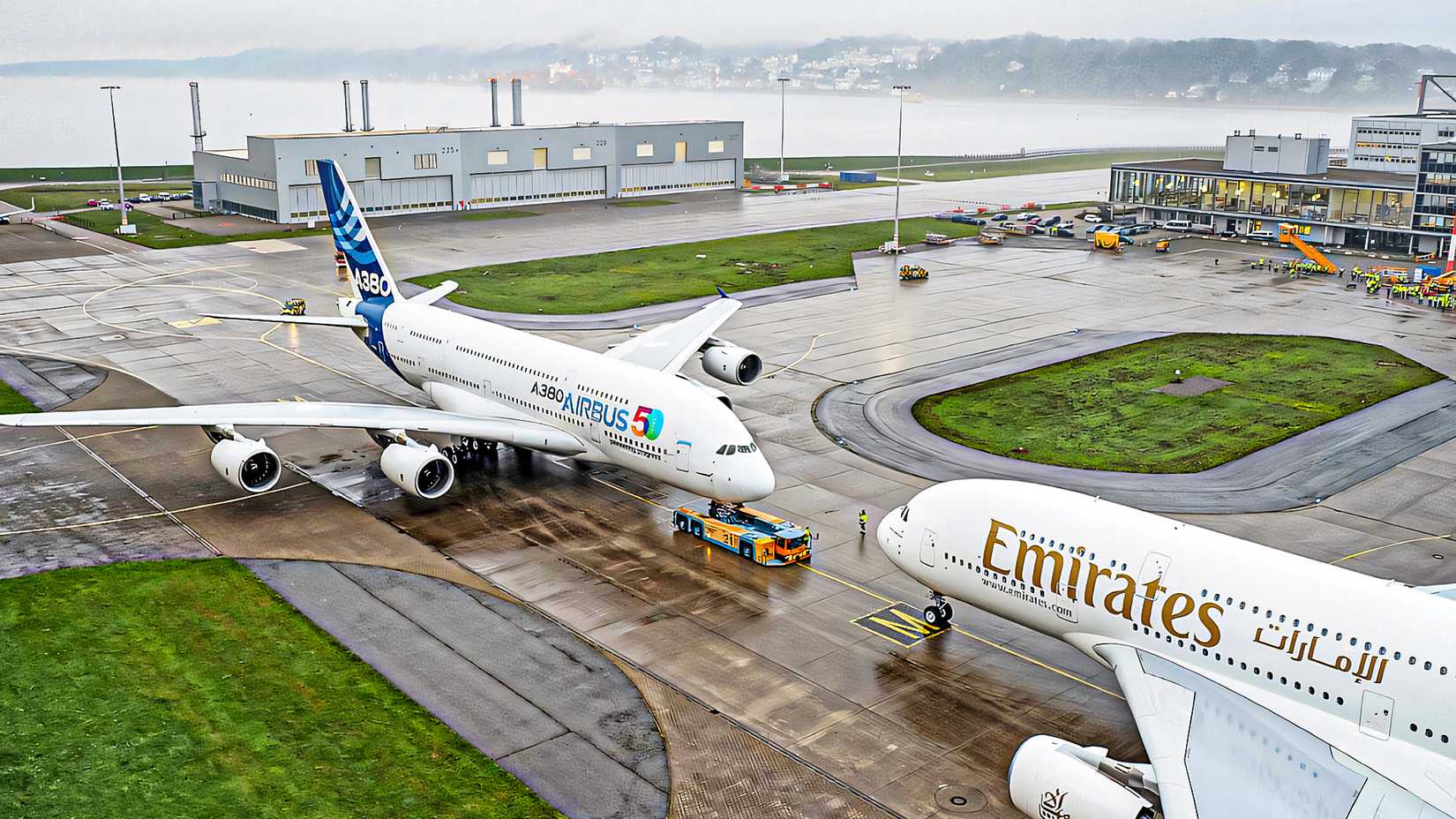 Airbus Livery A380 face to face with Emirates A380