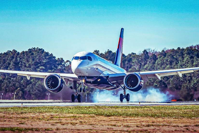 Delta Air Lines Airbus A220 landing