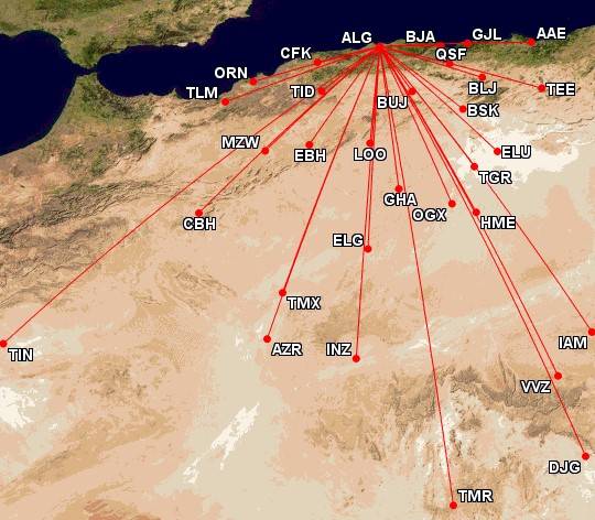 Air Algerie domestic routes from ALG