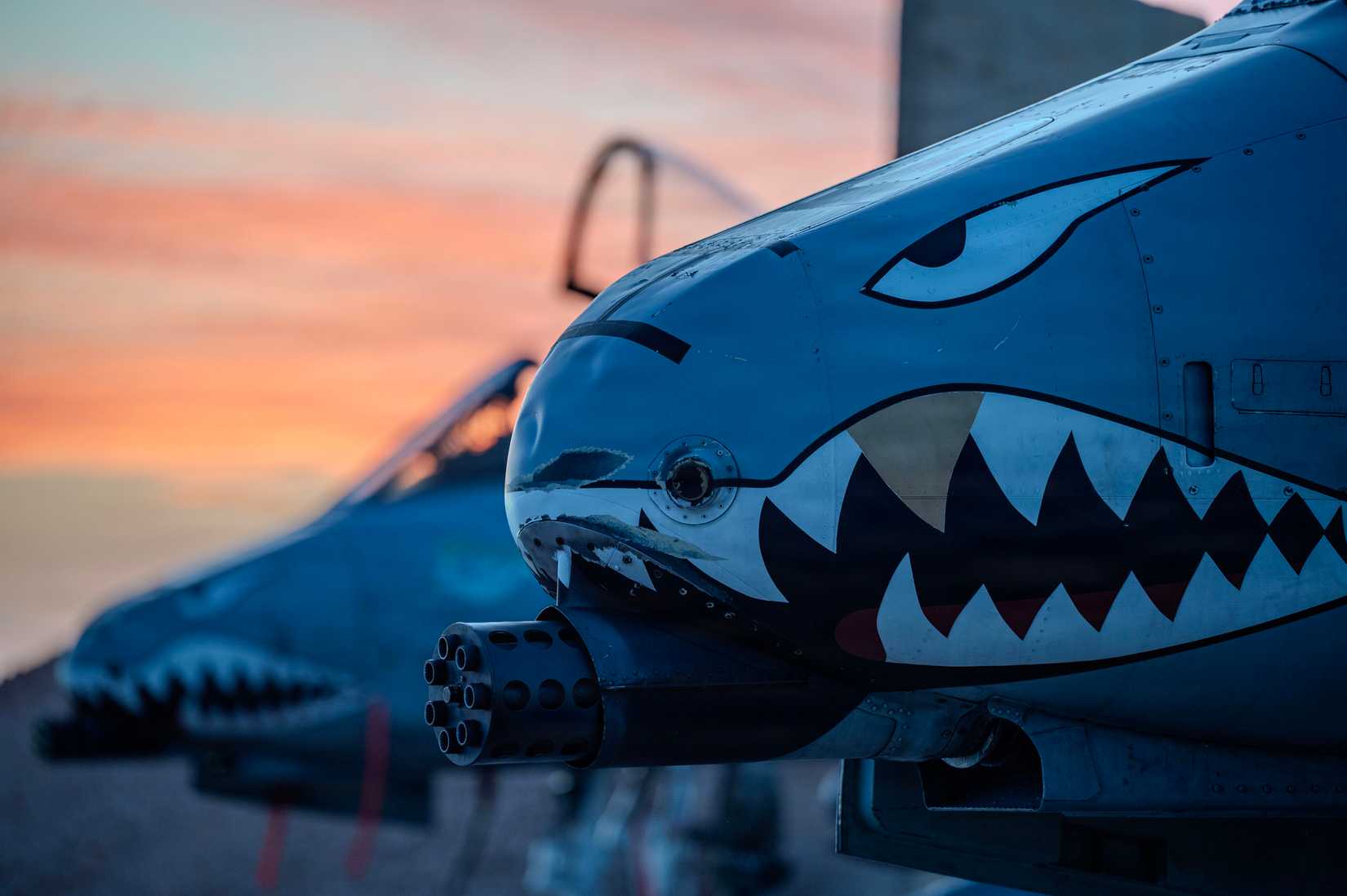 Air Force A-10 Thunderbolt II prepare to taxi at base in the US Central Command area of responsibility.